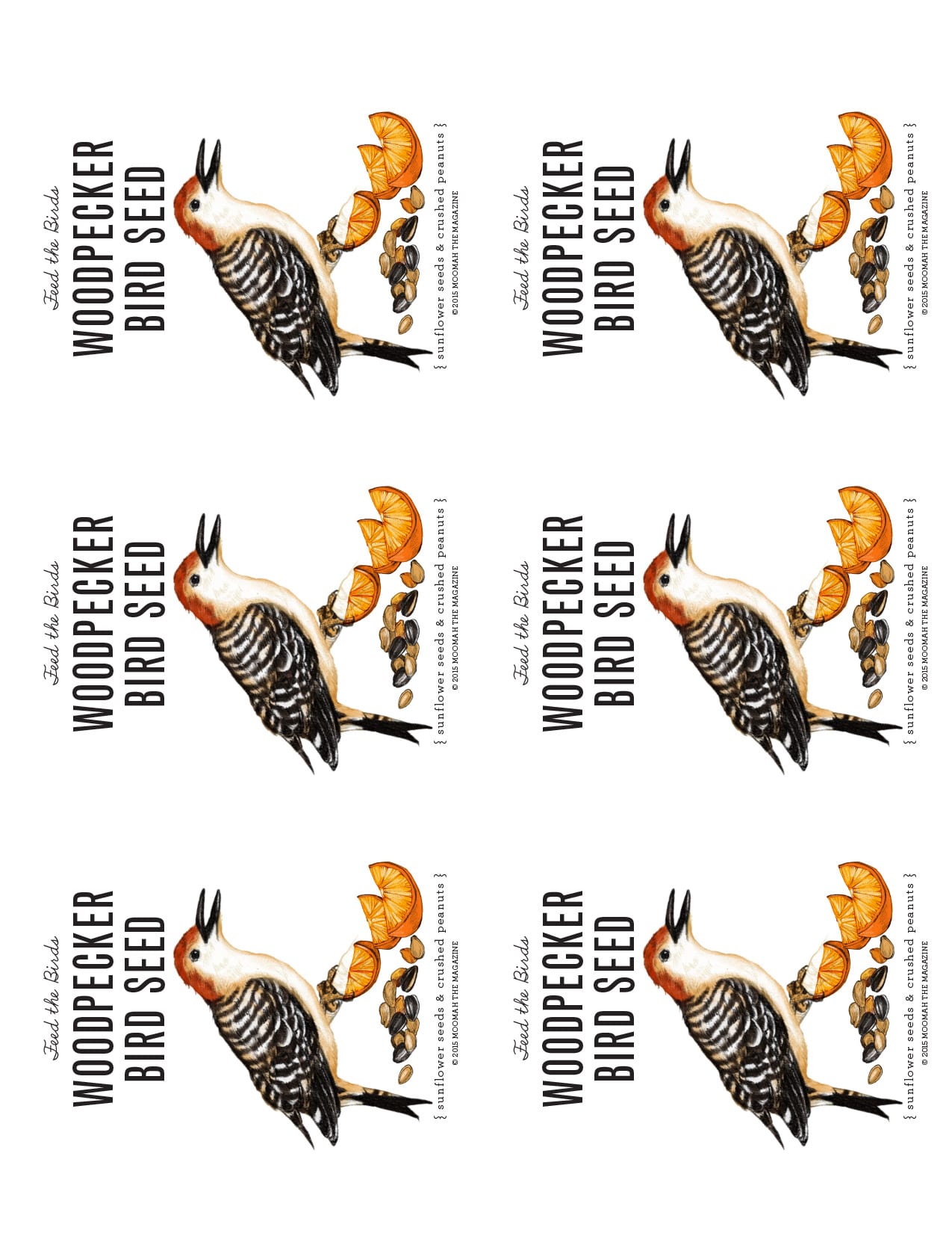 Woodpecker Bird Seed Packet Template for Download