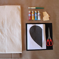 Project materials: Pillow cover, heart template, paint, paint brush, scissors, card stock paper.