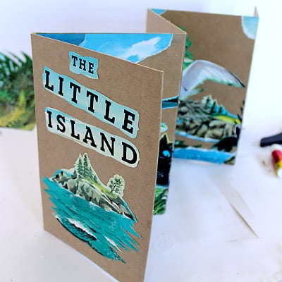 A topside view of The Little Island accordion book.